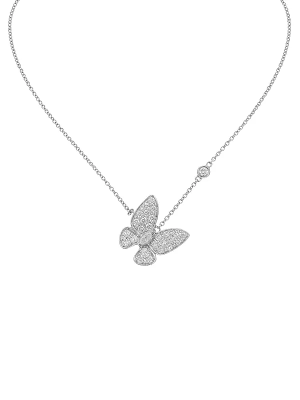 0.81ct Diamond 18K Gold Butterfly Pendant Necklace made by Wish Fine Jewelry
