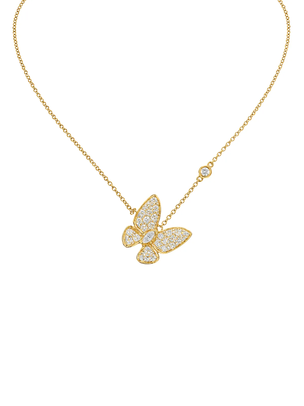 0.81ct Diamond 18K Gold Butterfly Pendant Necklace sold by Wish Fine Jewelry product image thumbnail 2