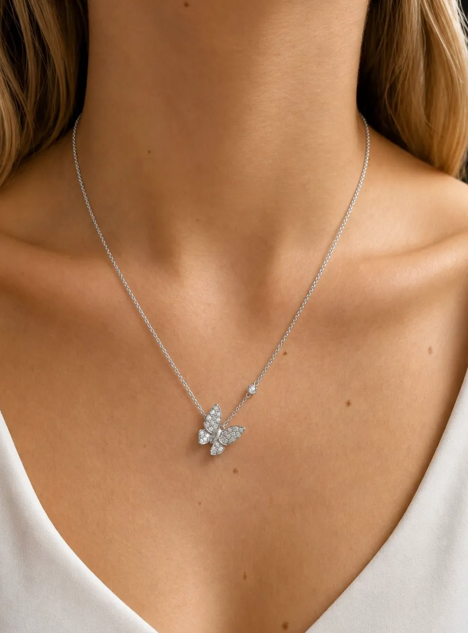 0.81ct Diamond 18K Gold Butterfly Pendant Necklace sold by Wish Fine Jewelry product image thumbnail 5