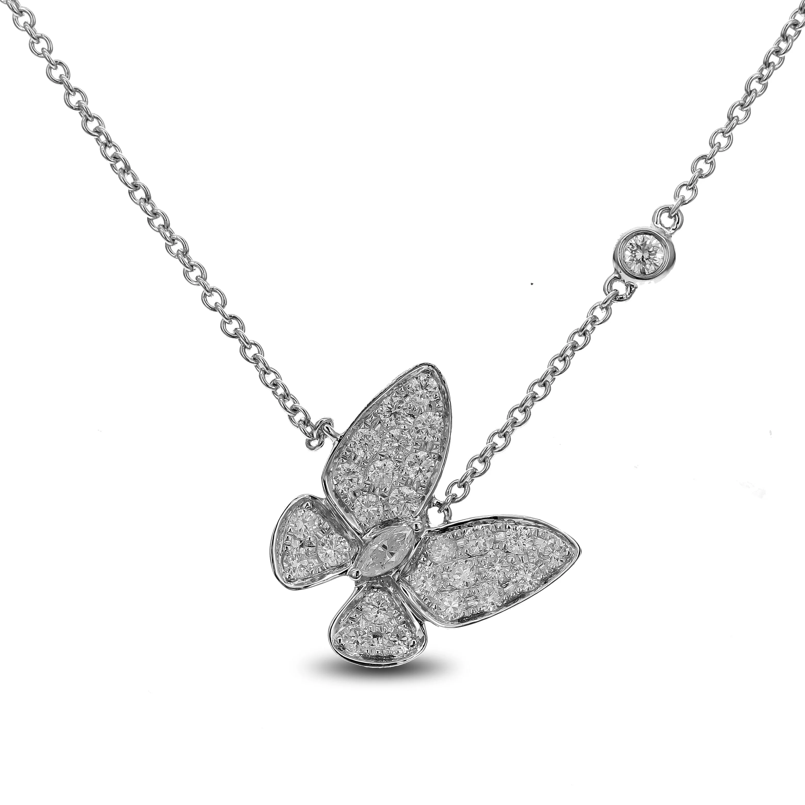 0.81ct Diamond 18K Gold Butterfly Pendant Necklace sold by Wish Fine Jewelry product image thumbnail 4