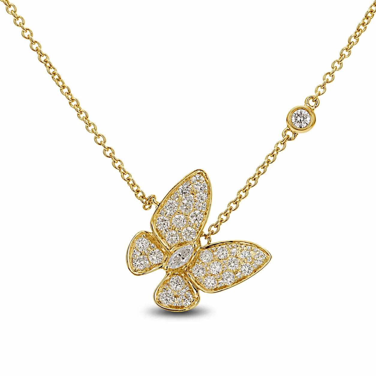 0.81ct Diamond 18K Gold Butterfly Pendant Necklace sold by Wish Fine Jewelry product image thumbnail 3
