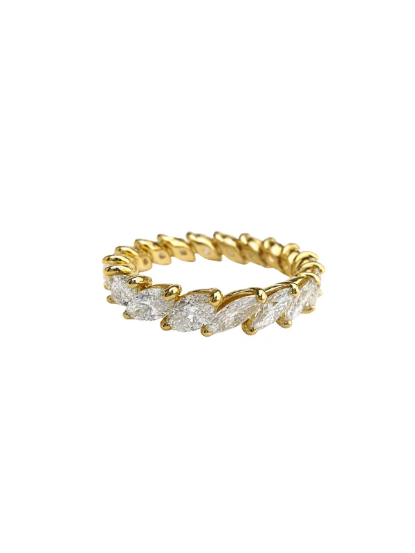 3.33ct Diamond 18K Gold Pear Eternity Ring made by Wish Fine Jewelry