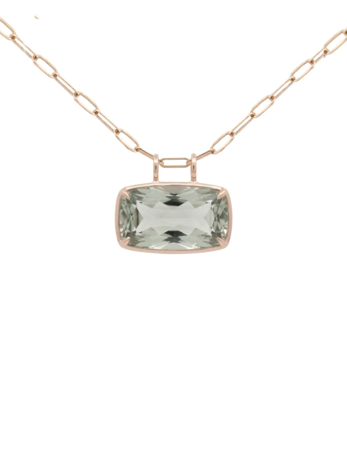 22.55ct Green Amethyst 18K Gold Medium Cushion Cut Pendant sold by Wish Fine Jewelry
