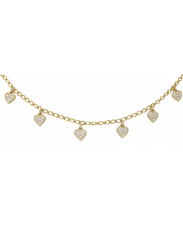 1.26ct Diamond 18K Gold Heart Stationed Chain Necklace made by Wish Fine Jewelry