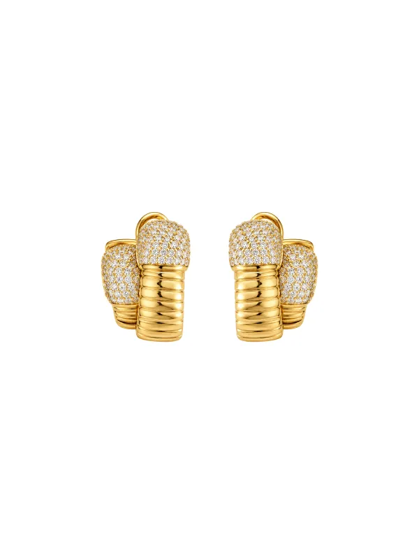 1.75ct Diamond 18K Italian Gold Double Hoop Earrings made by Wish Fine Jewelry
