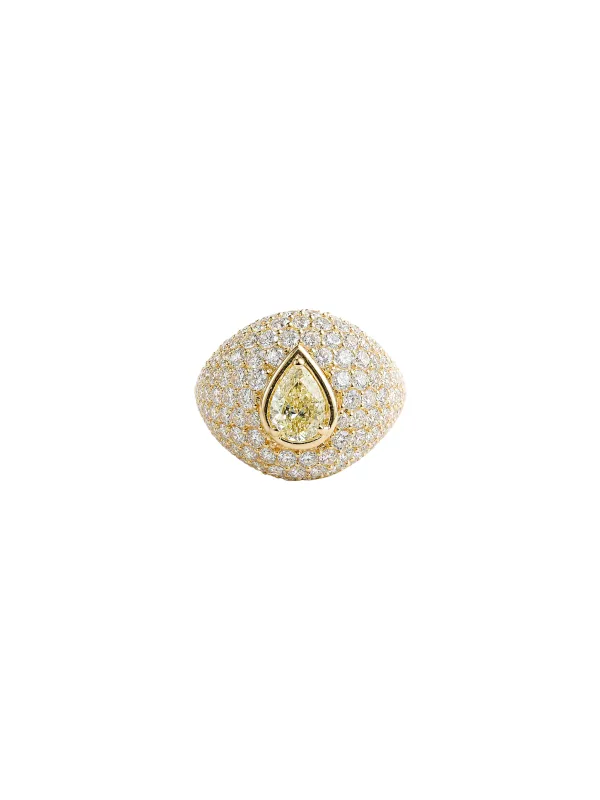 2.41ct Diamond 18K Gold Pave Pear Ring made by Wish Fine Jewelry