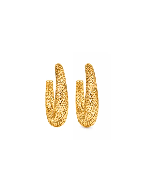 18K Gold Statement Geometric Hoop Earrings made by Wish Fine Jewelry