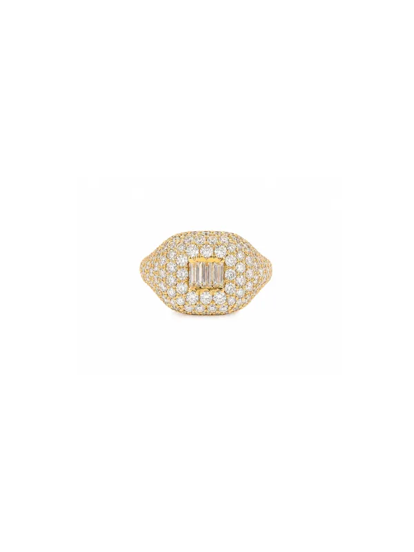 1.25ct Diamond 18K Gold Cluster Signet Ring made by Wish Fine Jewelry