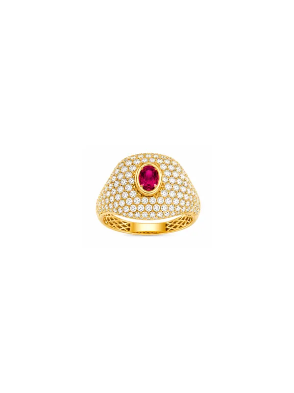 2.66ct Diamond Ruby 18K Gold Pave Ring made by Wish Fine Jewelry