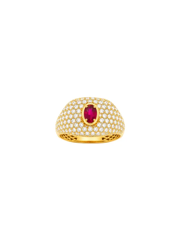 2.70ct Diamond Ruby 18K Gold Pave Ring made by Wish Fine Jewelry