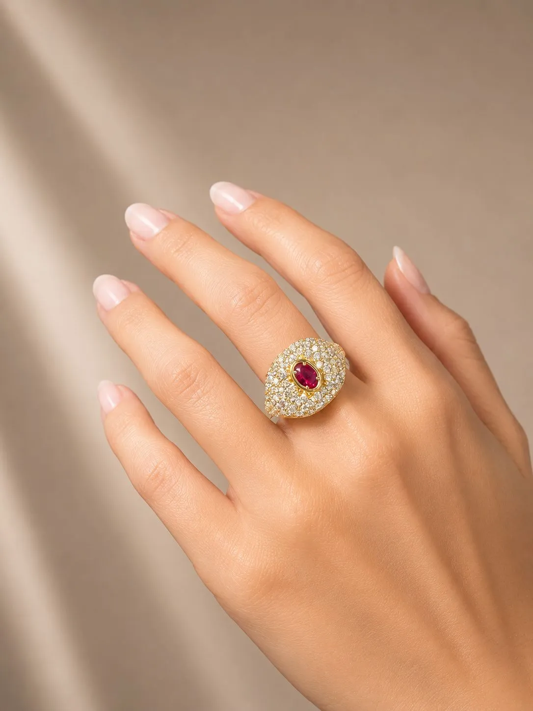 2.70ct Diamond Ruby 18K Gold Pave Ring sold by Wish Fine Jewelry product image thumbnail 3