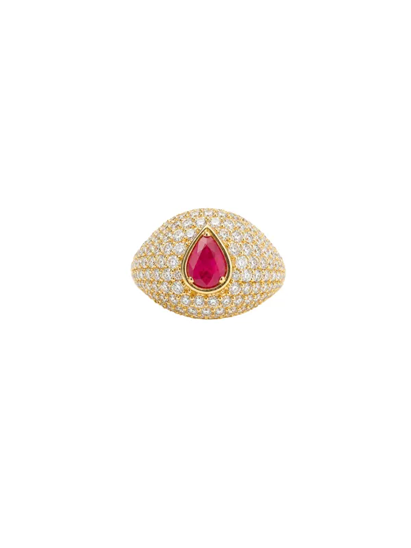 2.47ct Diamond Ruby 18K Gold Pave Ring made by Wish Fine Jewelry