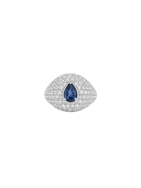2.39ct Diamond Sapphire 18K Gold Pave Ring made by Wish Fine Jewelry