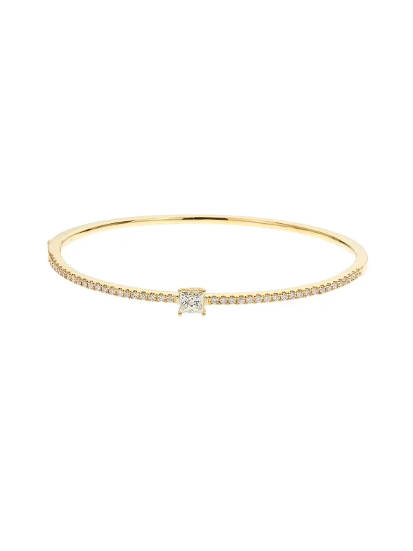 1.01ct Diamond 18K Gold Solitaire Bangle Bracelet made by Wish Fine Jewelry