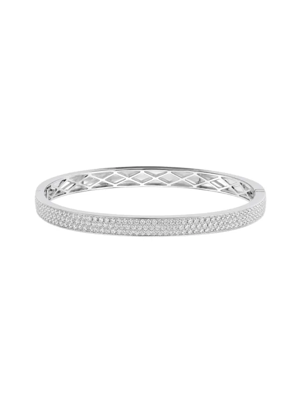 1.85ct Diamond 18K Gold Three Row Bangle Bracelet made by Wish Fine Jewelry
