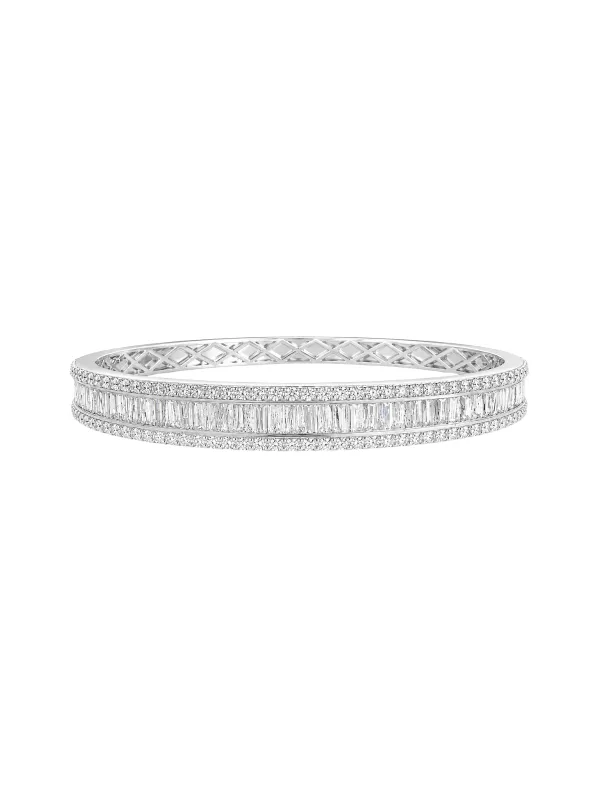 4.75ct Diamond 14K Gold Baguette Bangle Bracelet made by Wish Fine Jewelry