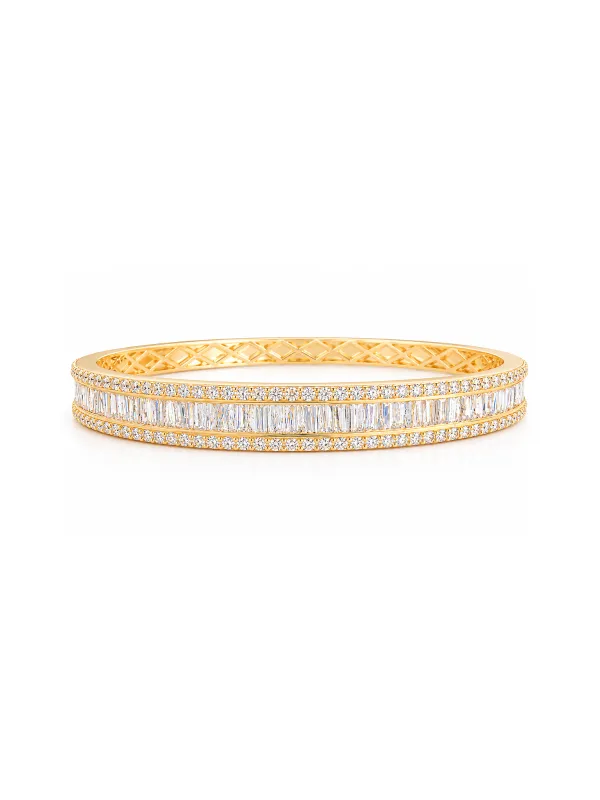 4.10ct Diamond 14K Gold Baguette Bangle Bracelet made by Wish Fine Jewelry