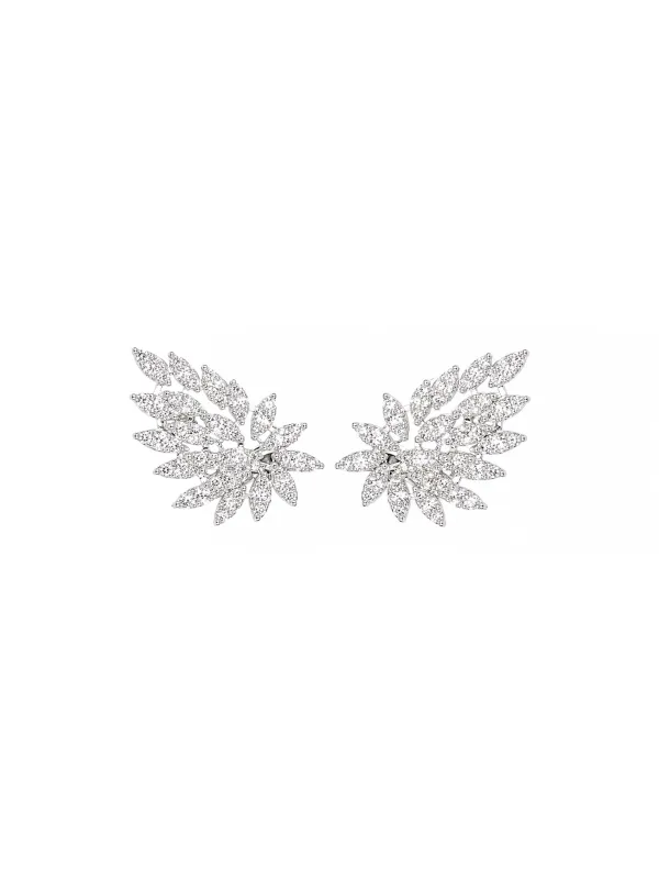 1.39ct Diamond 18K Gold Leaf Cluster Earrings made by Wish Fine Jewelry