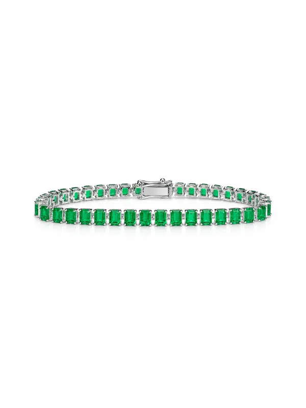 12.66ct Emerald 18K Gold Tennis Bracelet made by Wish Fine Jewelry