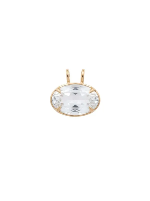 20.05ct White Topaz 18K Gold Oval Statement Pendant made by Wish Fine Jewelry