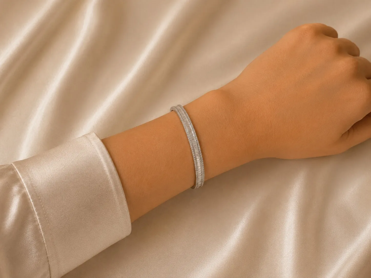 2.50ct Diamond 18K Gold Stationed Bangle Bracelet sold by Wish Fine Jewelry product image thumbnail 3
