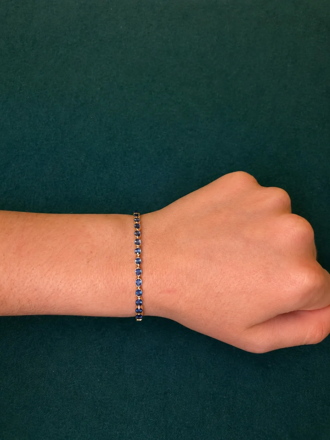 3.09ct Sapphire 14K Gold Bangle Bracelet sold by Wish Fine Jewelry product image thumbnail 3