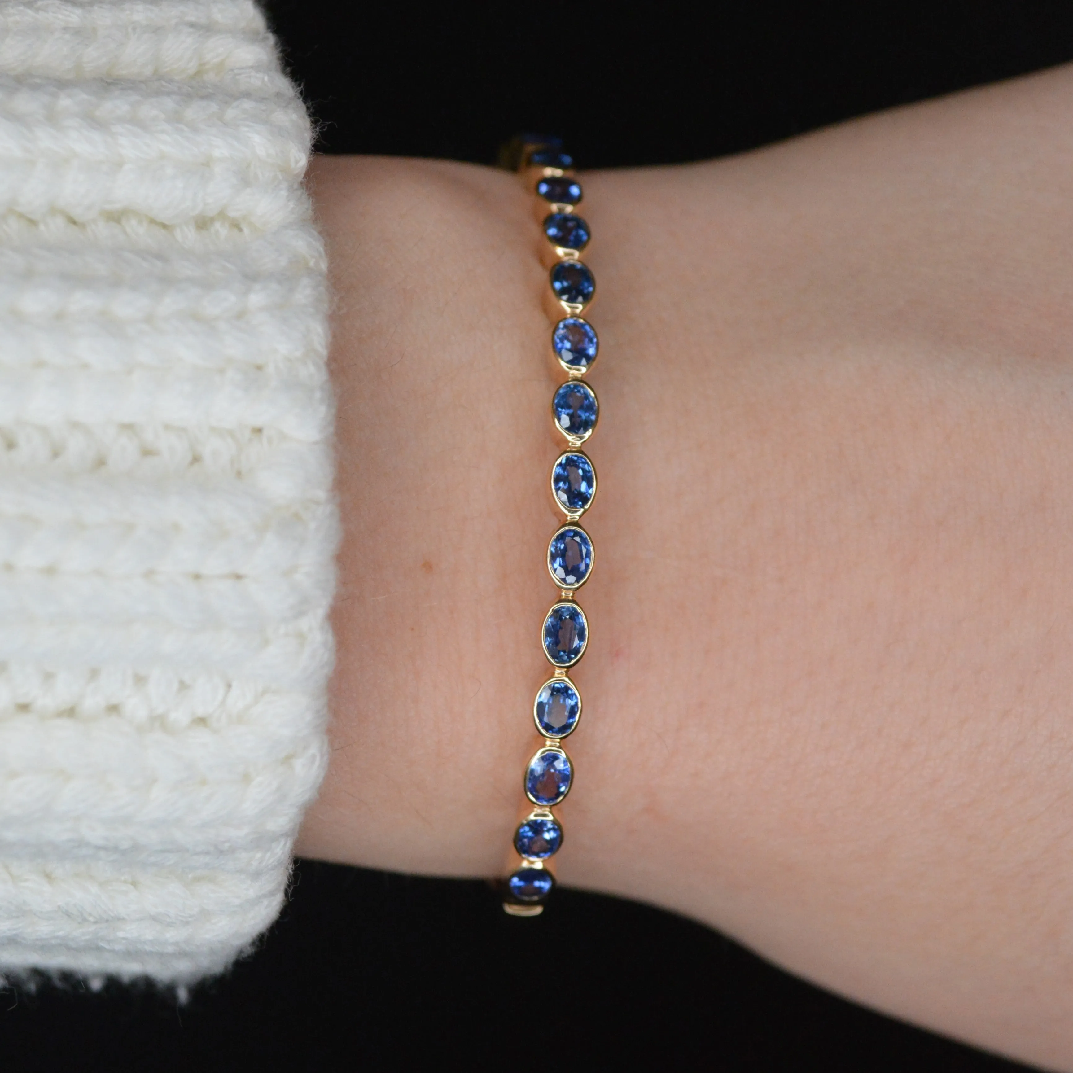 3.09ct Sapphire 14K Gold Bangle Bracelet sold by Wish Fine Jewelry product image thumbnail 2