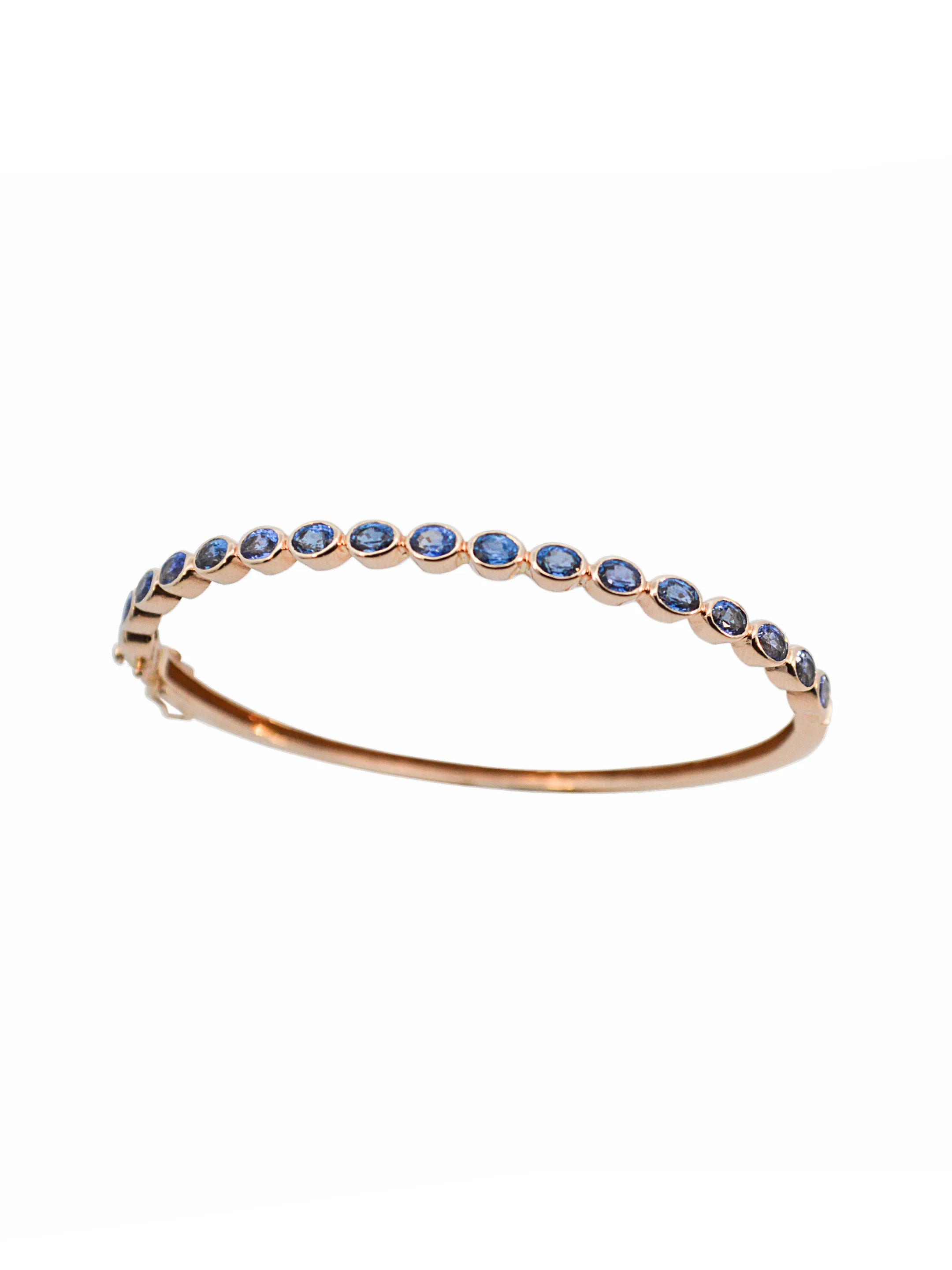 3.09ct Sapphire 14K Gold Bangle Bracelet sold by Wish Fine Jewelry