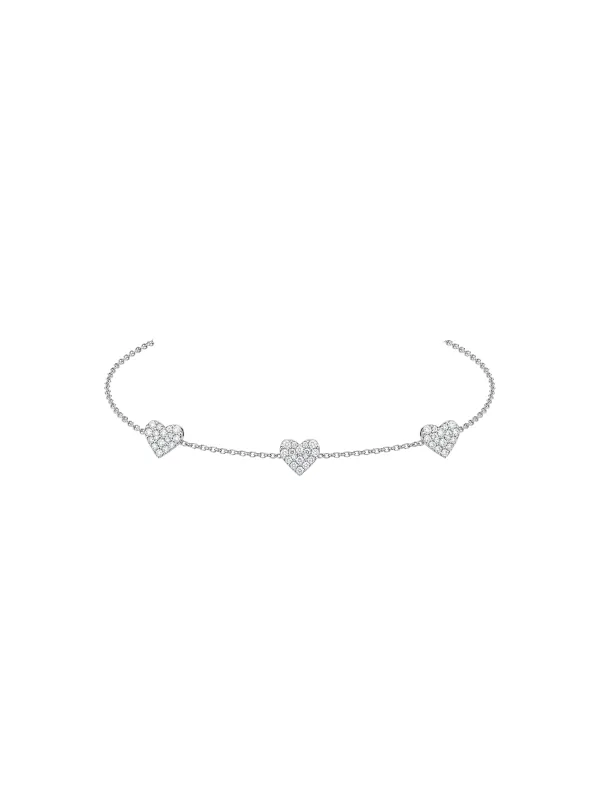 0.33ct Diamond 18K Gold Stationed Heart Chain Bracelet made by Wish Fine Jewelry