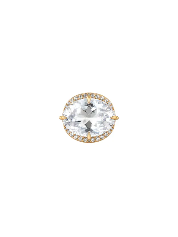 17.42ct Diamond White Topaz 18K Gold Cocktail Ring made by Wish Fine Jewelry