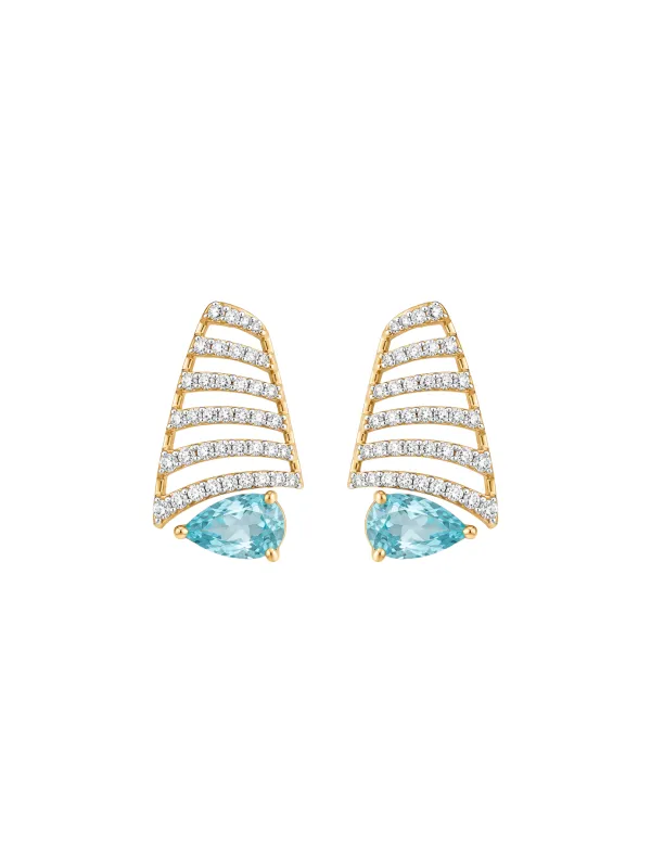 4.96ct Diamond Aquamarine 14K Gold Earrings made by Wish Fine Jewelry