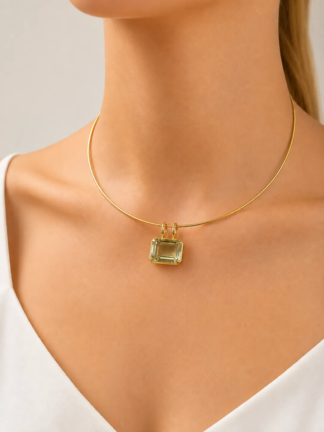 10.20ct Green Amethyst 18K Gold Small Statement Pendant sold by Wish Fine Jewelry product image thumbnail 2