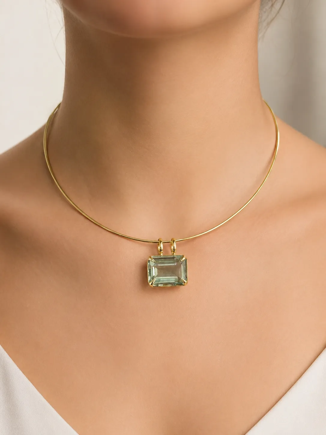 25.03ct Green Amethyst 18K Gold Medium Statement Pendant sold by Wish Fine Jewelry product image thumbnail 2