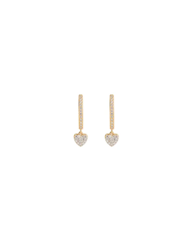 0.50ct Diamonds 14K Gold Heart Drop Hoop Earrings made by Wish Fine Jewelry