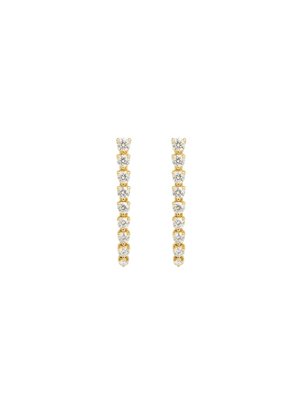 1.28ct Diamond 14K Gold Linear Drop Earrings made by Wish Fine Jewelry
