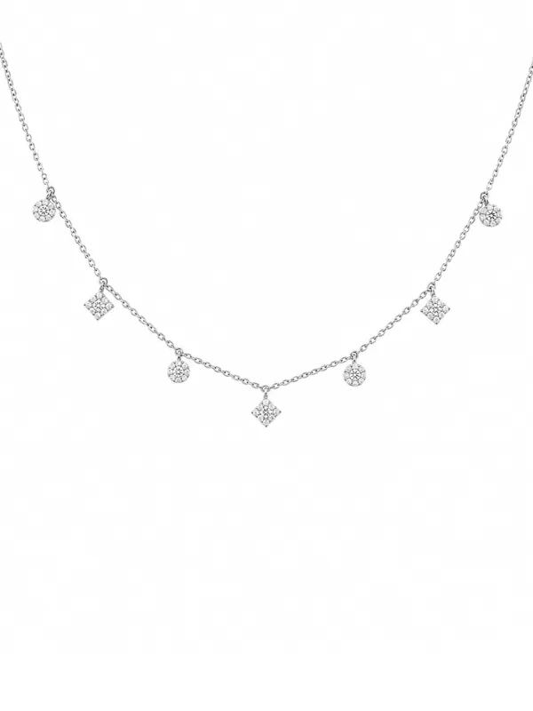 0.71ct Diamond 18K Gold Pave Multi Shape Stationed Necklace made by Wish Fine Jewelry
