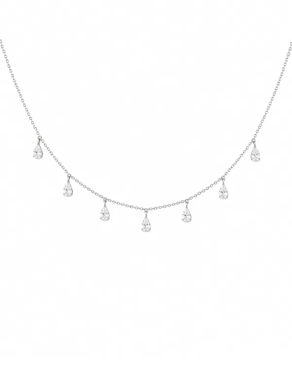 1.04ct Diamond 18K Gold Pear Drop Stationed Necklace made by Wish Fine Jewelry