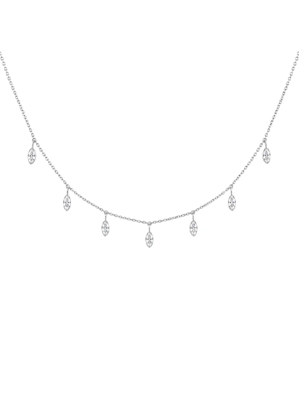 1.05ct Diamond 18K Gold Marquise Drop Stationed Necklace made by Wish Fine Jewelry