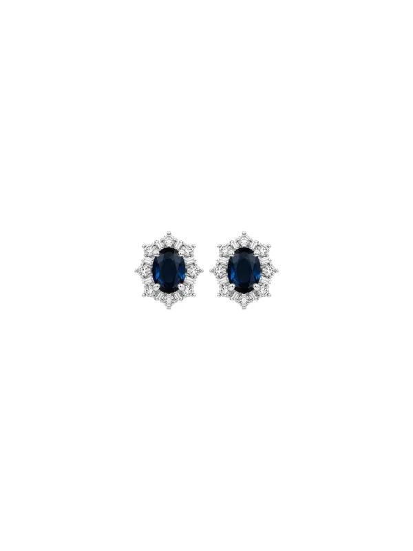 2.82ct Diamond Sapphire 18K Gold Snowflake Halo Earrings made by Wish Fine Jewelry