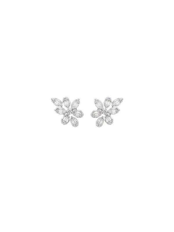 0.56ct Diamond 18K Gold Leaf Illusion Cluster Earrings made by Wish Fine Jewelry