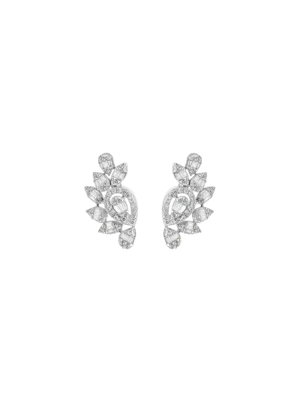 0.60ct Diamond 18K Gold Leaf Pear Illusion Earrings made by Wish Fine Jewelry