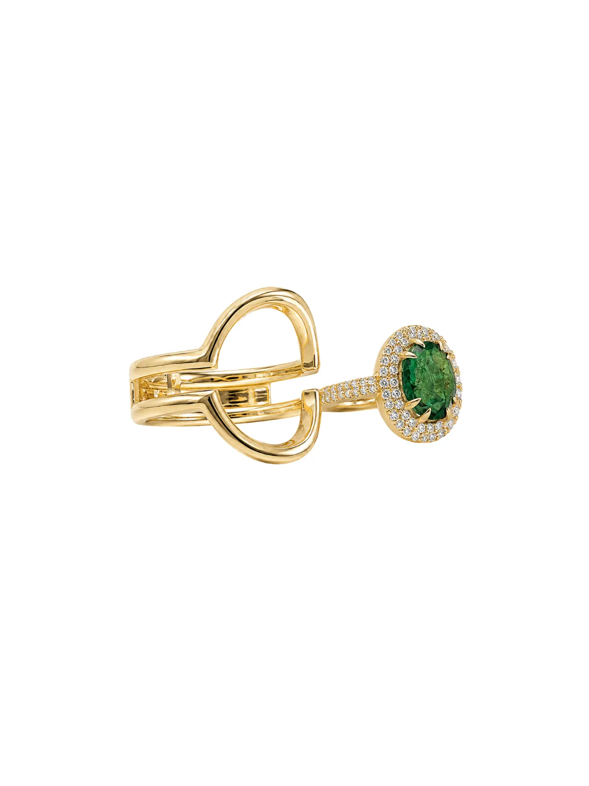 2.37ct Diamond Emerald 18K Gold Signet Ring sold by Wish Fine Jewelry product image thumbnail 3