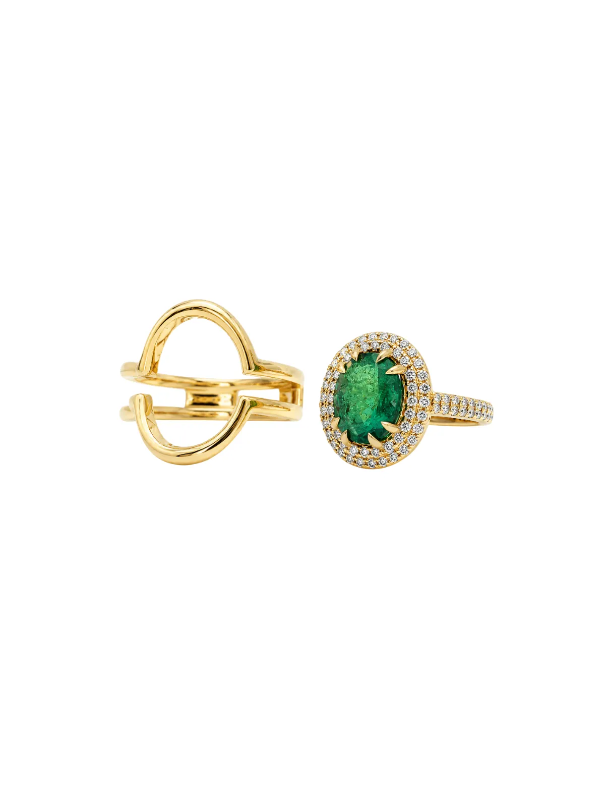 2.37ct Diamond Emerald 18K Gold Signet Ring sold by Wish Fine Jewelry product image thumbnail 4