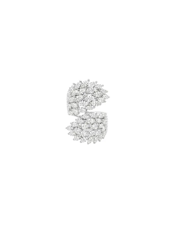 2.75ct Diamond 18K Gold Cluster Leaf Bypass Ring made by Wish Fine Jewelry