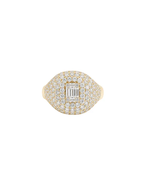 2.40ct Diamond 18K Gold Pave Signet Ring made by Wish Fine Jewelry