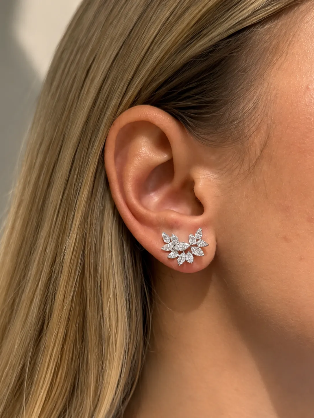 0.65ct Diamond 18K Gold Cluster Climber Earrings sold by Wish Fine Jewelry product image thumbnail 2