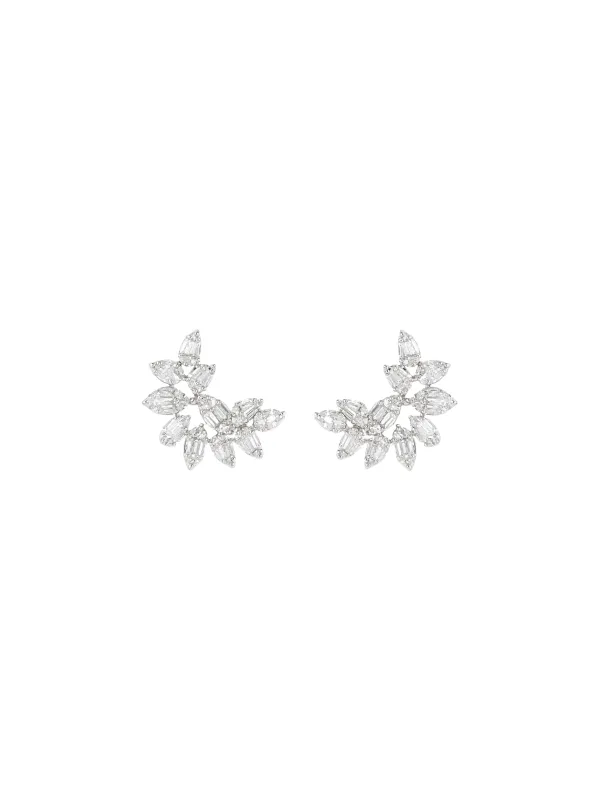 0.65ct Diamond 18K Gold Cluster Climber Earrings made by Wish Fine Jewelry