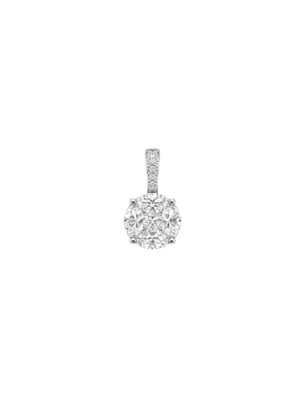 1.42ct Diamond 18K Gold Illusion Round Pendant made by Wish Fine Jewelry