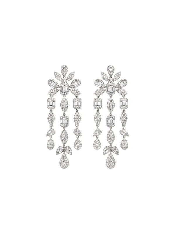 1.50ct Diamond 18K Gold Illusion Cascade Earrings made by Wish Fine Jewelry