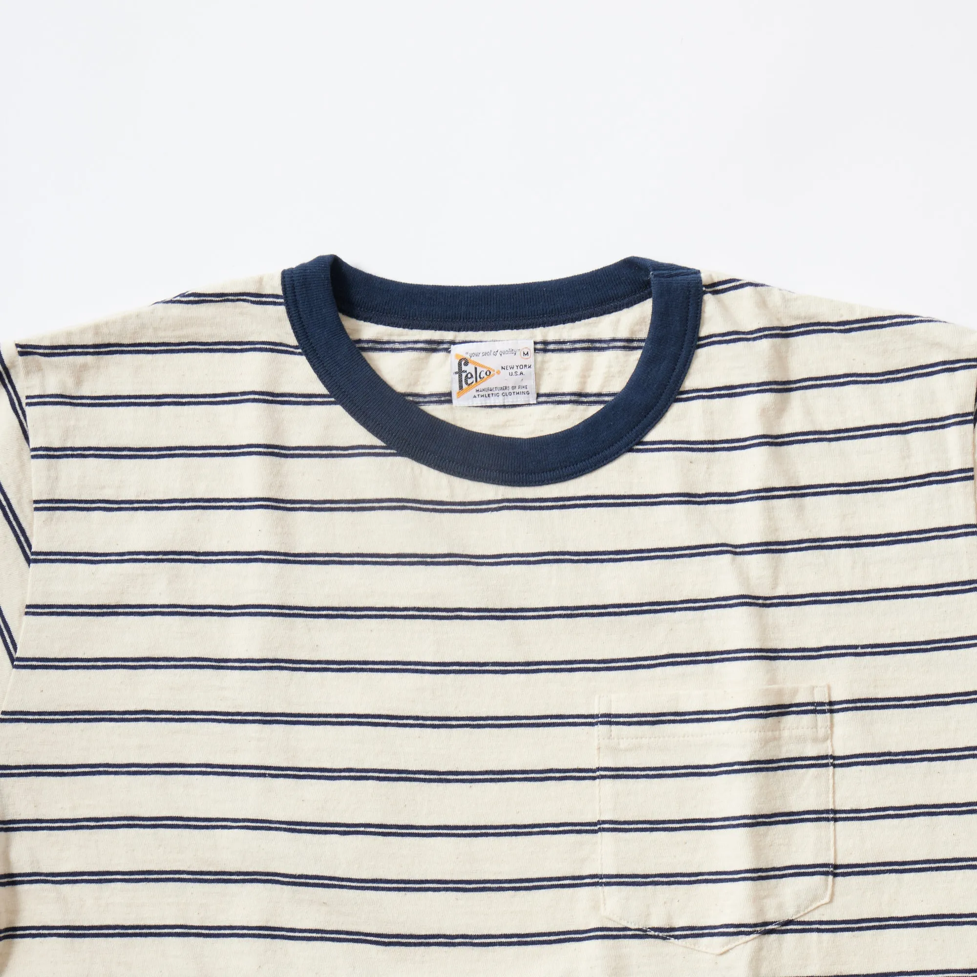 FELCO S/S RINGER POCKET-T VINTAGE STRIPE-NATURAL/NAVY sold by Felco product image thumbnail 2